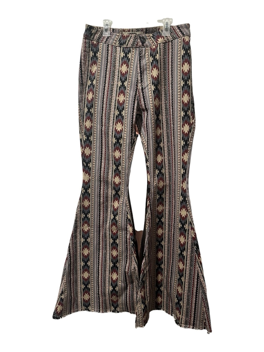 Aztec Print Flared Pants - Black Multicolor